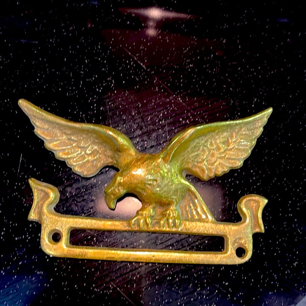 Vintage American Bald Eagle Brass Plaque Door Plate